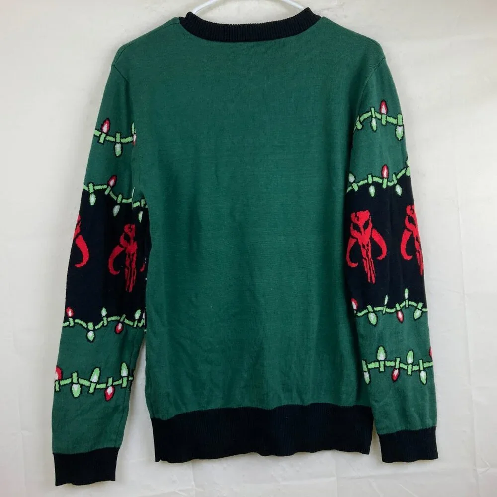 Star Wars Christmas Sweater Mens Sz M/ L The Mandalorian Yoda Green‎ Holiday